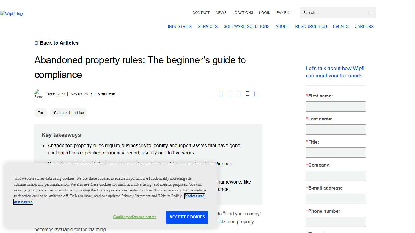 Abandoned property rules: The beginner’s guide to compliance Wipfli