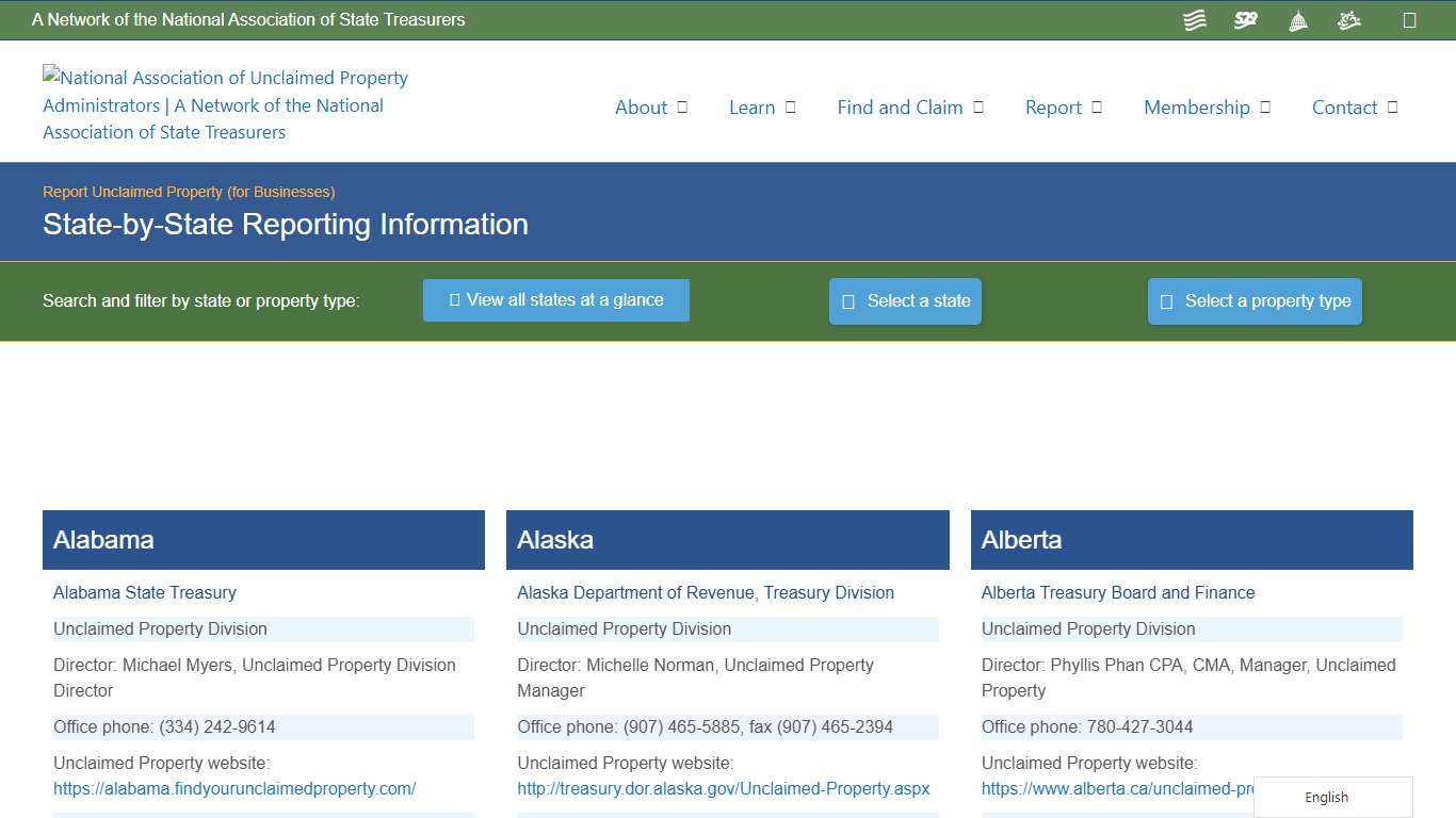 State-by-State Reporting Information – National Association of Unclaimed Property Administrators (NAUPA)